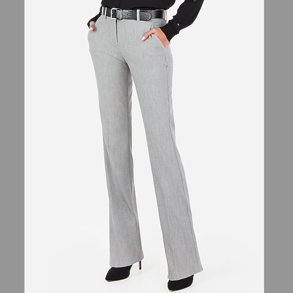 Express Columnist Barely Boot cut Mid Rise Dress Pants - Size 4 Light Grey